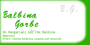 balbina gorbe business card